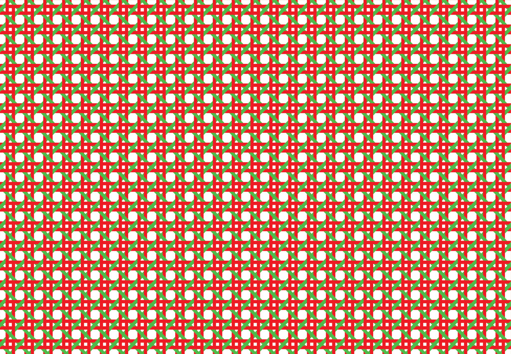 The gift wrap pattern is a hand designed caning pattern with intricate geometric designs in shades of red and green